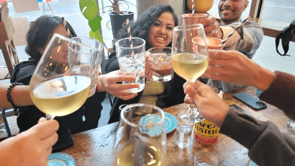 Friends celebrating together